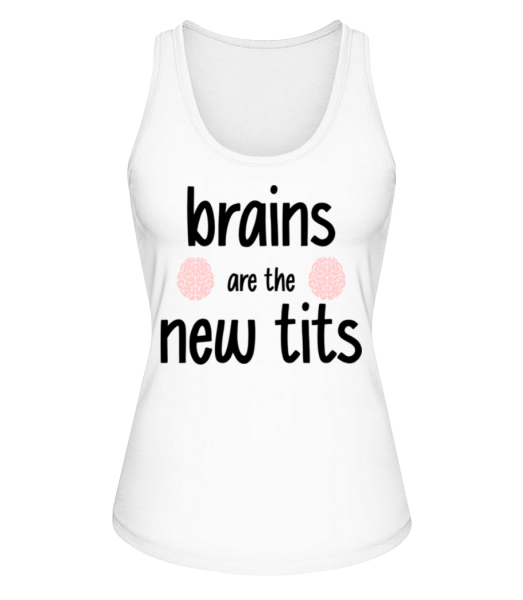 Brains Are The New Tits - Dámske bio tielko Stenley Stella - Biela - Predné