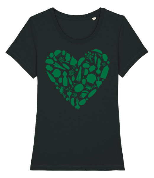 vegetariánska Heart - Dámske bio tričko Stanley Stella - Čierna - Predné