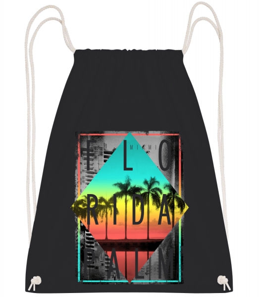 Florida Palm - Drawstring batoh so šnúrkami - Čierna1 - Predné