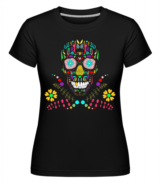 farebné Skull -  Shirtinator tričko pre dámy - Čierna1 - Predné