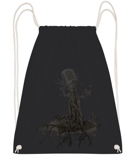 Microphone Tree - Drawstring batoh so šnúrkami - Čierna1 - Predné
