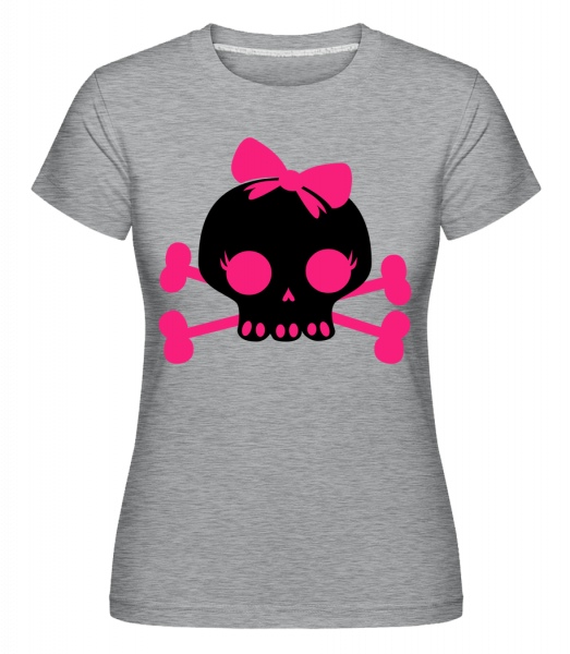 Emo Skull Pink -  Shirtinator tričko pre dámy - Melírovo šedá - Predné