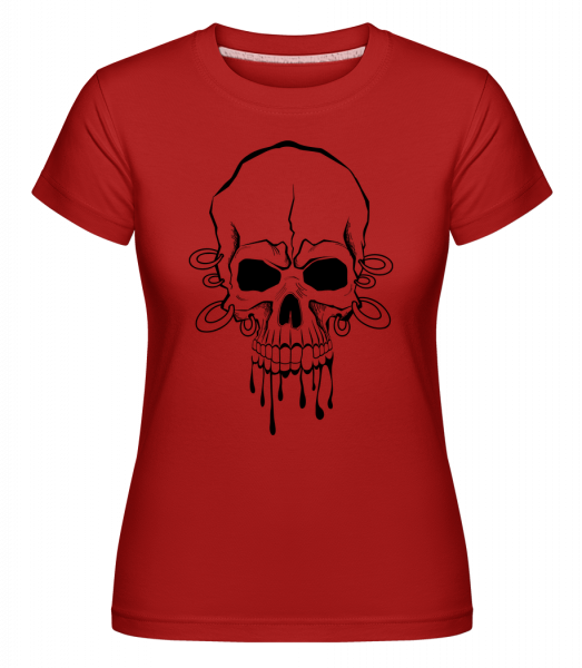 Lebka s zápästia tetovanie -  Shirtinator tričko pre dámy - Červená - Predné