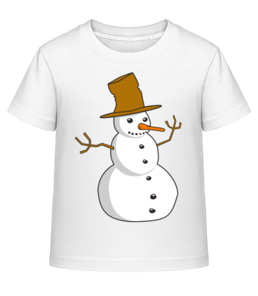 Snehuliak s klobúkom - Detské Shirtinator tričko - Biela - Predné