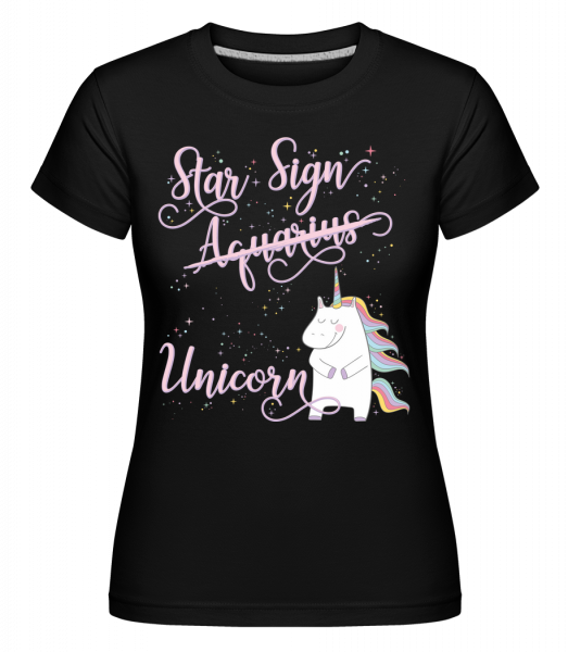 Hviezdne znamenie Unicorn Vodnár -  Shirtinator tričko pre dámy - Čierna - Predné