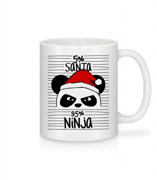 Santa Ninja Panda - Keramický hrnček - Biela - Predné