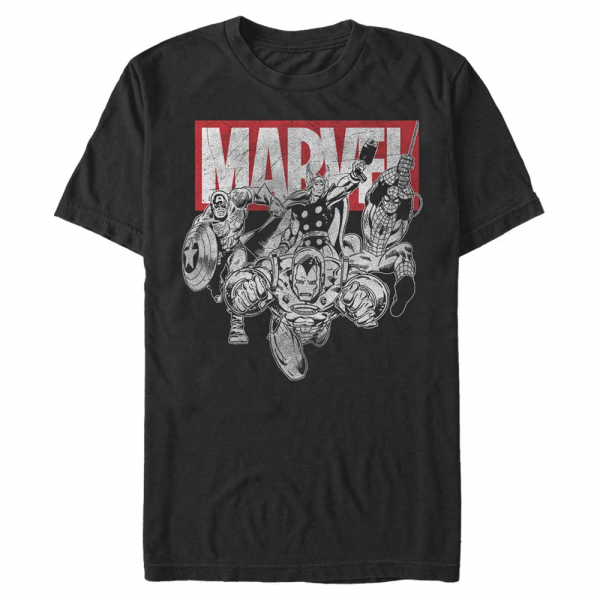 Marvel - Avengers - Skupina IronMan Poses - Pánske Tričko - Čierna - Predné