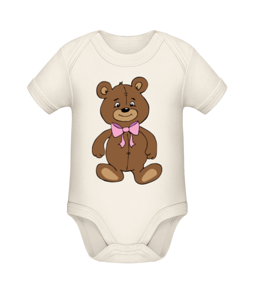 Medvedík s Bow - Bio body pre deti - Krémová - Predné