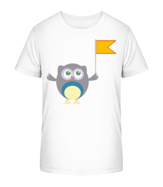 Cute Owl S Flag - Detské bio tričko Stanley Stella - Biela - Predné