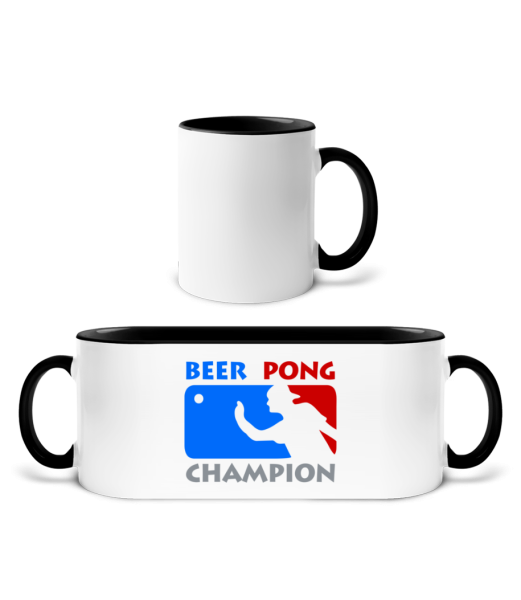 Beer Pong Champion - Dvojfarebný hrnček s farbou vo vnútri - Čiernobiela - Predné