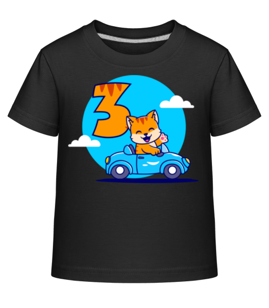 Mačka 3 Narodeniny - Detské Shirtinator tričko - Čierna - Predné