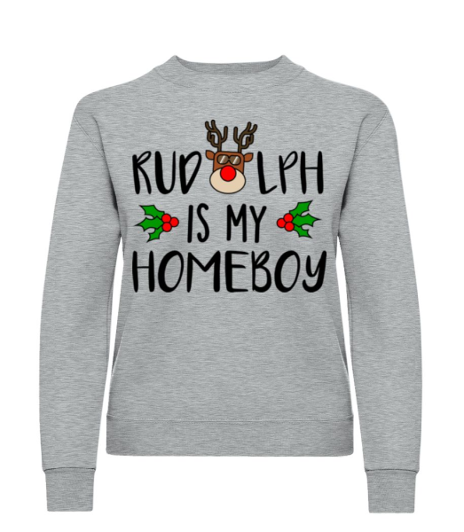 Rudolph Is My Homeboy - Dámska mikina - Melírovo šedá - Predné