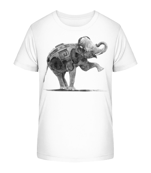 Ghettoblaster Elephant - Detské bio tričko Stanley Stella - Biela - Predné