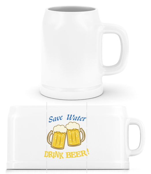 Save Water piť pivo! - Pivný pohár - Biela - Predné