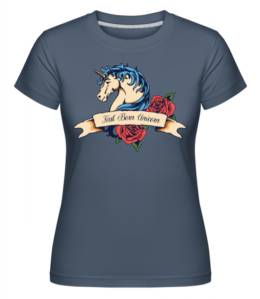 First Born Unicorn -  Shirtinator tričko pre dámy - Džínsovina - Predné