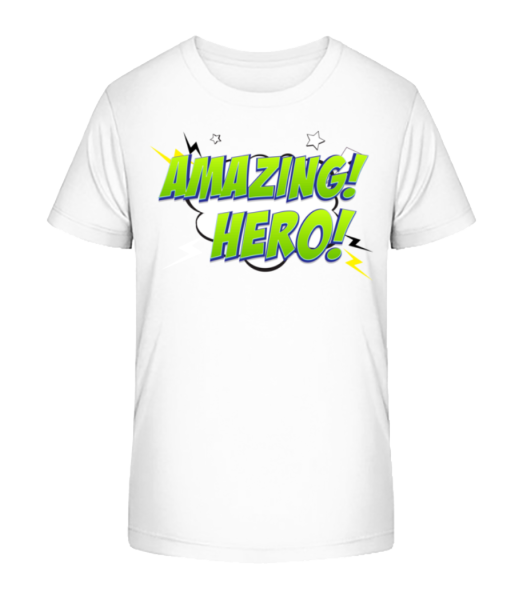 Amazing Hero Icon - Detské bio tričko Stanley Stella - Biela - Predné