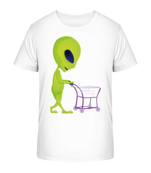 Alien s nákupným vozíkom - Detské bio tričko Stanley Stella - Biela - Predné