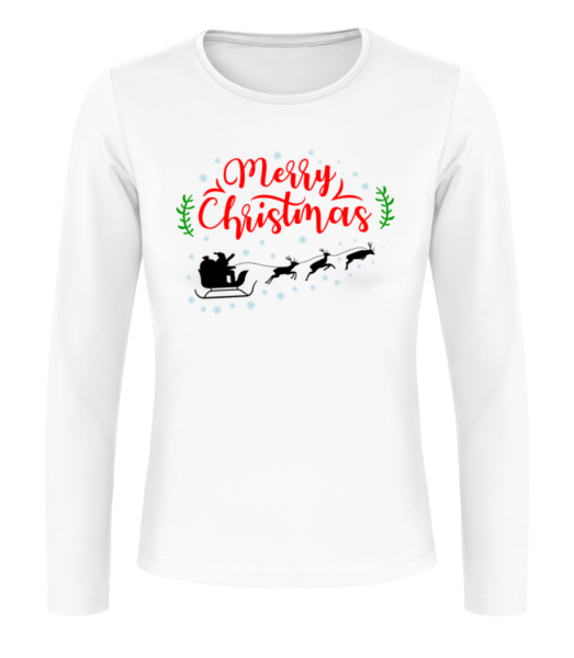 Merry Christmas - Dámske tričko s dlhým rukávom basic - Biela - Predné