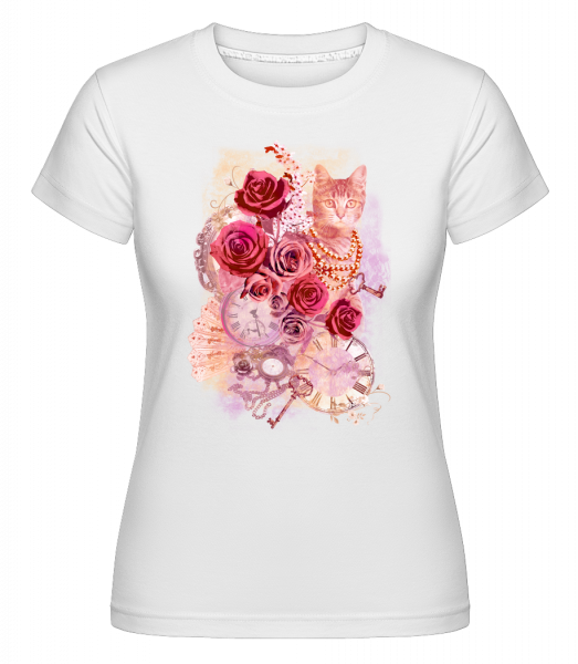 Rose Cat -  Shirtinator tričko pre dámy - Biela - Predné