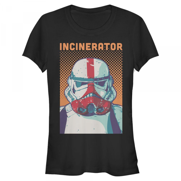 Star Wars - Mandalorián - Trooper Halftone Incinerator - Dámske Tričko - Čierna - Predné
