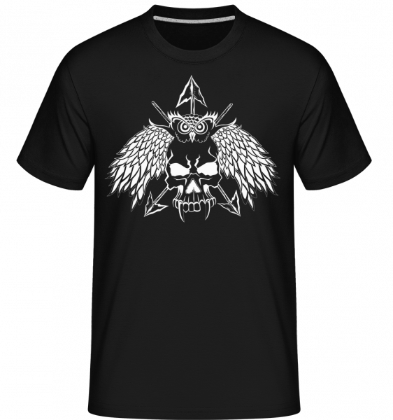 Sovy Skull Tattoo -  Shirtinator tričko pre pánov - Čierna - Predné