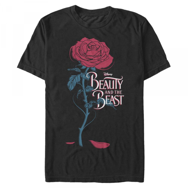Disney - Kráska a zviera - Zvíře Logo Rose - Pánske Tričko - Čierna - Predné