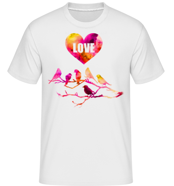 vtáky Láska -  Shirtinator tričko pre pánov - Biela - Predné