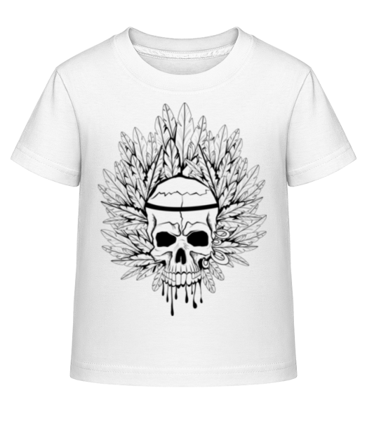 Skull Indian Tattoo - Detské Shirtinator tričko - Biela - Predné