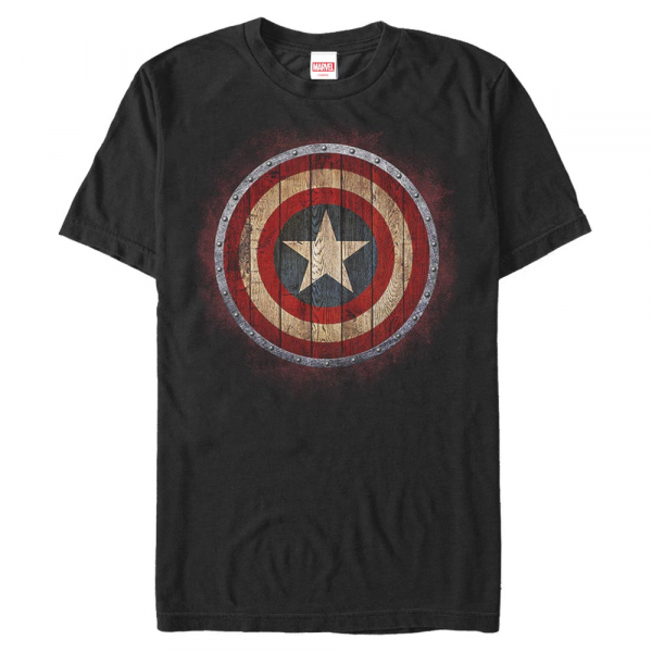 Marvel - Avengers - Captain America Wooden Shield - Pánske Tričko - Čierna - Predné