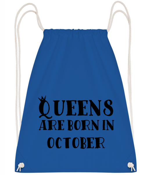 Queens Are Born In October - Drawstring batoh so šnúrkami - Kráľovská modrá - Predné