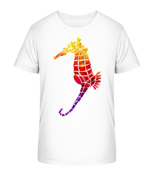 dúha Seahorse - Detské bio tričko Stanley Stella - Biela - Predné