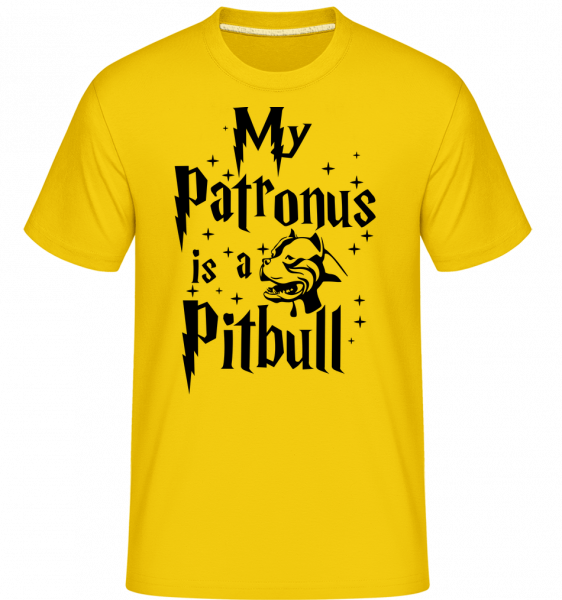 Môj patrón je Pitbull -  Shirtinator tričko pre pánov - Zlatožltá - Predné