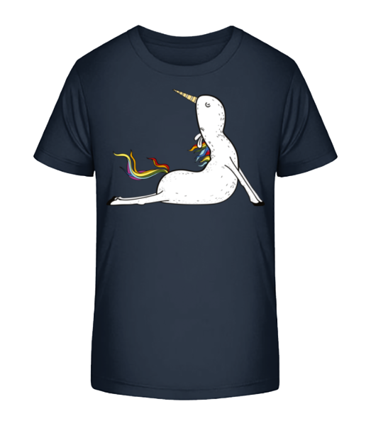 Yoga Unicorn Praying - Detské bio tričko Stanley Stella - Namornícka modrá - Predné