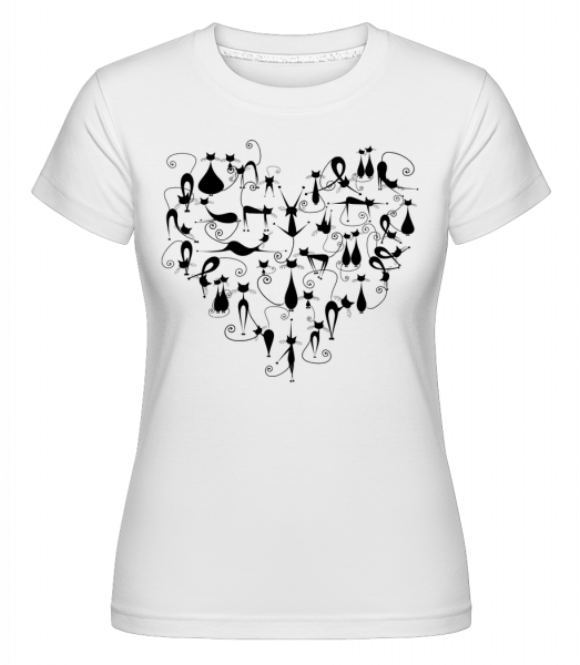 Cat Heart -  Shirtinator tričko pre dámy - Biela - Predné