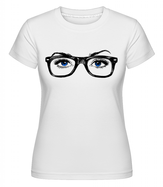 Hipster očí Modrá -  Shirtinator tričko pre dámy - Biela - Predné