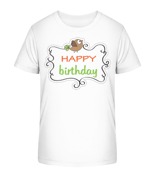 Happy Birthday Bird - Detské bio tričko Stanley Stella - Biela - Predné