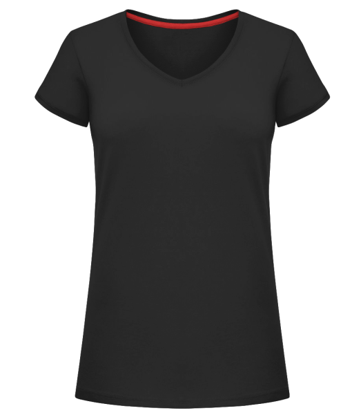 Dámske tričko s V-výstrihom - Čierna - Predné