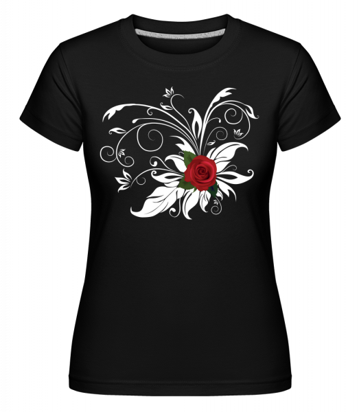 Červená ruža -  Shirtinator tričko pre dámy - Čierna1 - Predné