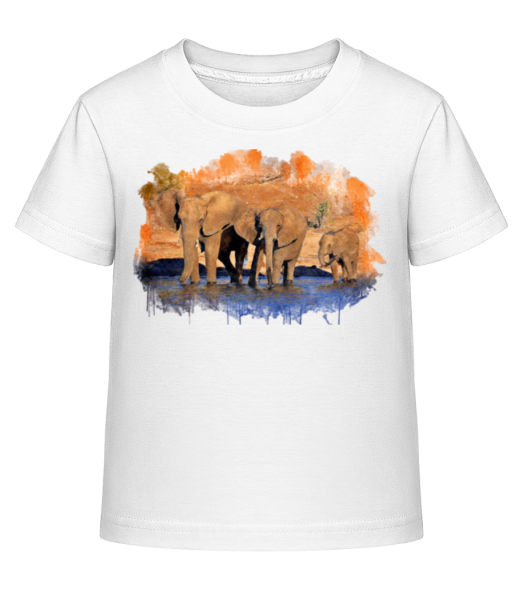 Slony v jazere - Detské Shirtinator tričko - Biela - Predné