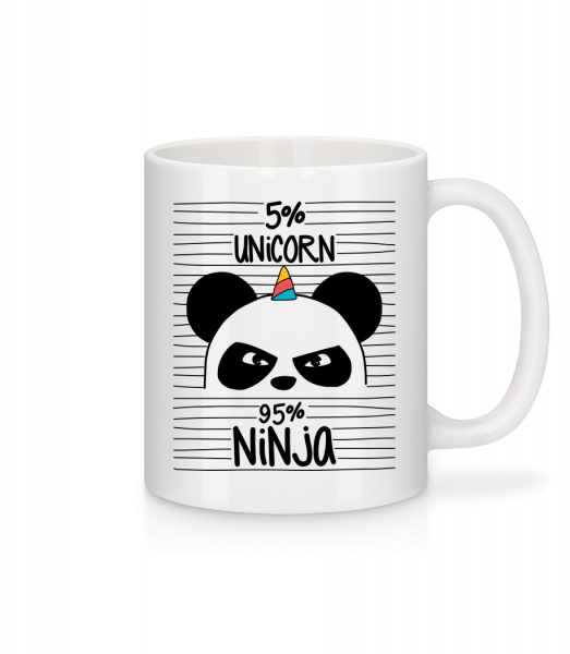 5% Unicorn 95% Ninja - Keramický hrnček - Biela - Predné