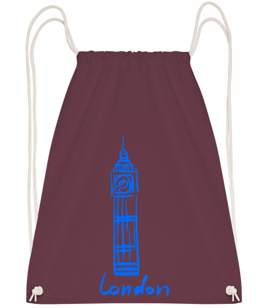 London Tower Sign - Drawstring batoh so šnúrkami - Bordeaux - Predné