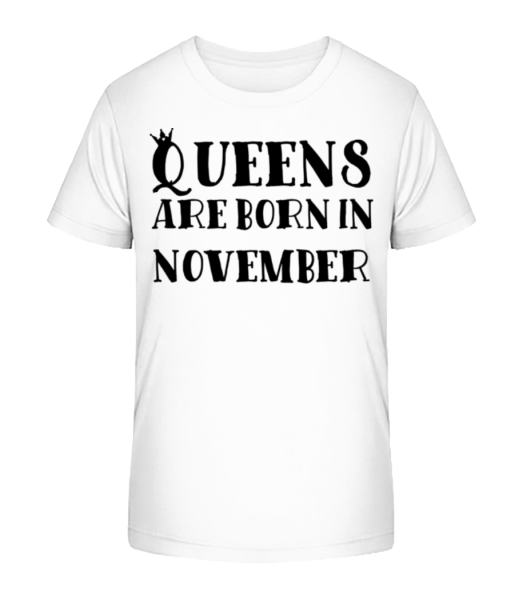 Queens sa rodia v novembri - Detské bio tričko Stanley Stella - Biela - Predné
