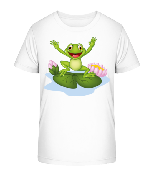 Žaba na lekno - Detské bio tričko Stanley Stella - Biela - Predné
