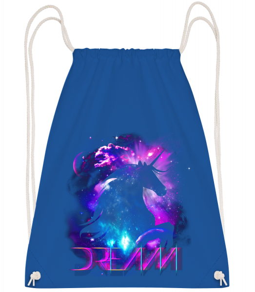 Dream Unicorn - Drawstring batoh so šnúrkami - Kráľovská modrá - Predné