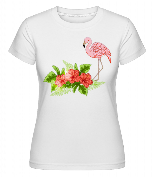 Flamingo In Paradise -  Shirtinator tričko pre dámy - Biela - Predné