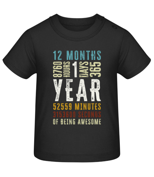 1 Year 12 Months - Tričko pre bábätká - Čierna - Predné