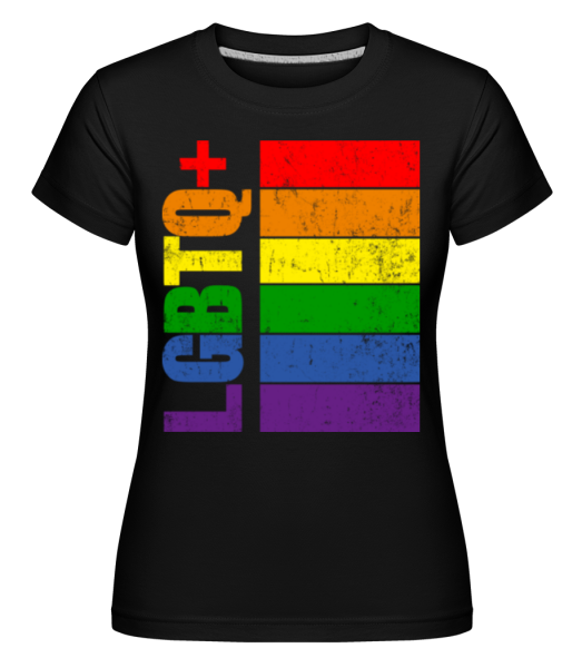 Vlajka LGBTQ+ -  Shirtinator tričko pre dámy - Čierna - Predné