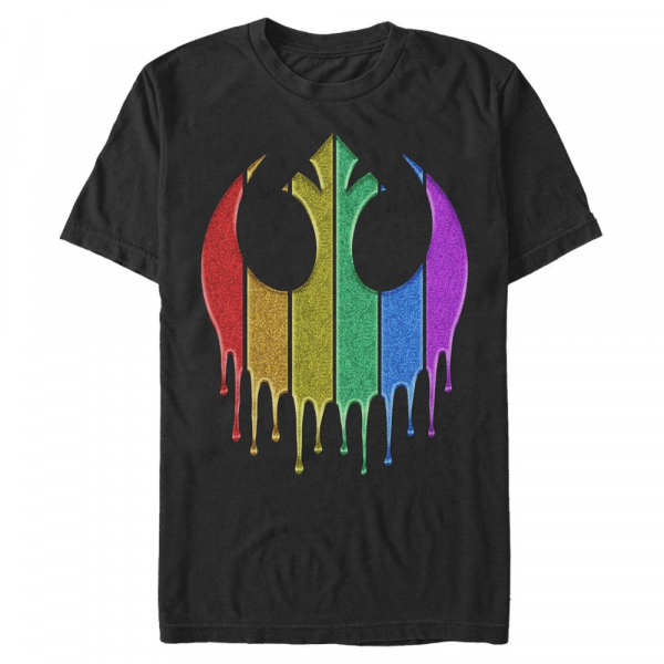 Star Wars - Classic Rainbow Sparkle Rebel Drip - Hrdost - Pánske Tričko - Čierna - Predné