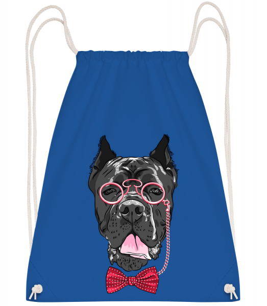 Dog With Glasses - Drawstring batoh so šnúrkami - Kráľovská modrá - Predné