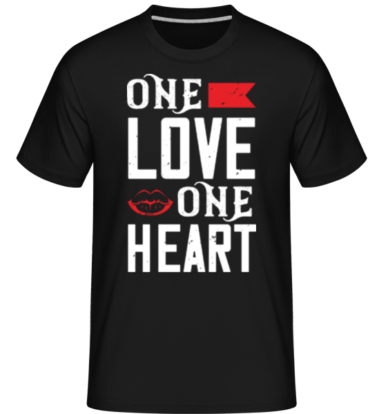 One Love One Heart -  Shirtinator tričko pre pánov - Čierna - Predné